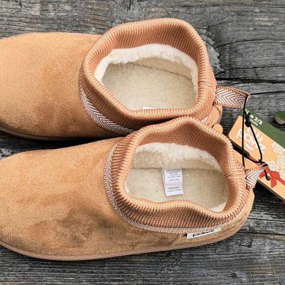 Pawz by Bearpaw Kids Size 2/3 Tan Fleece Lined Faux Fur Slippers Boots NEW - Picture 5 of 8